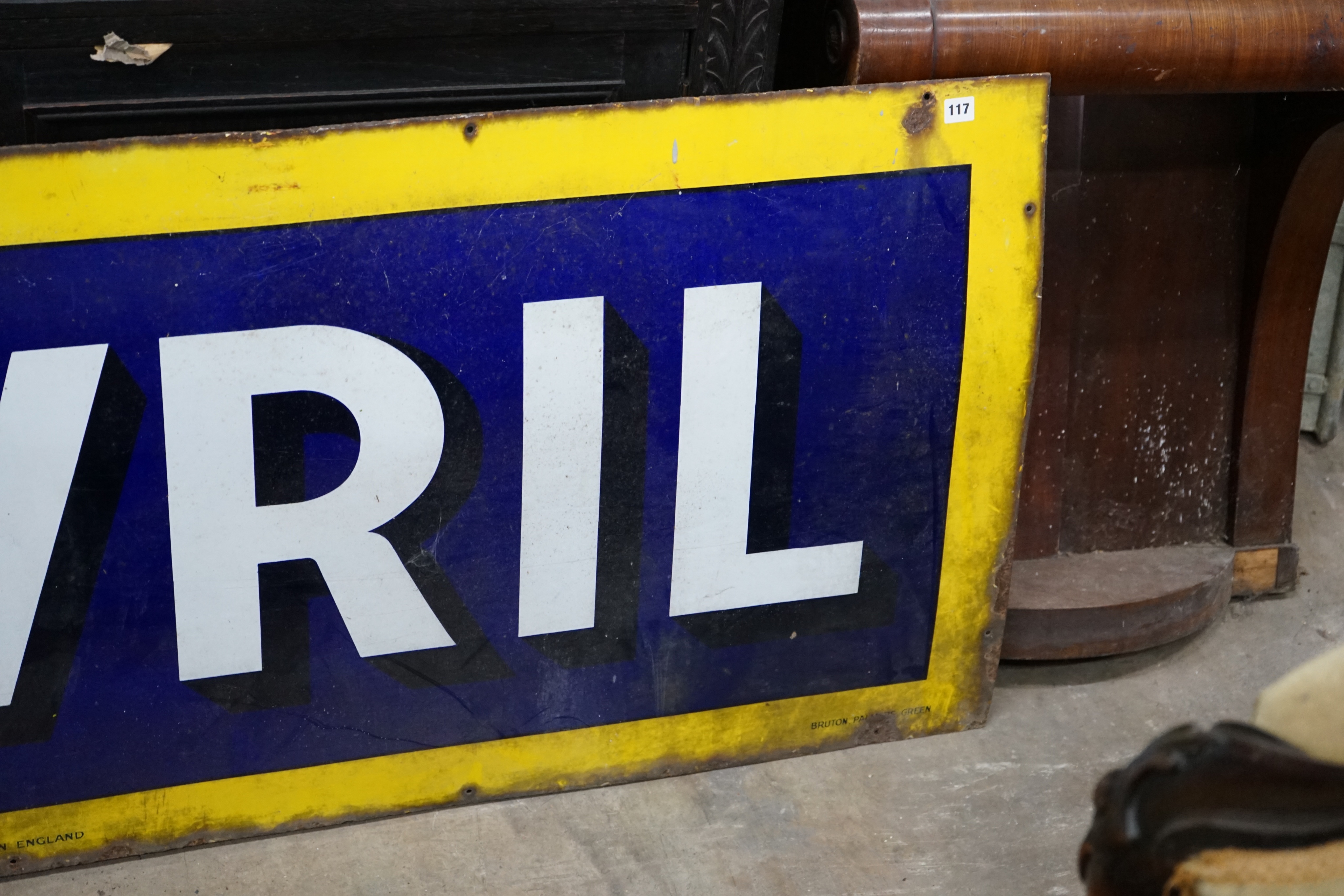 A vintage Bovril advertising sign, width 196cm height 70cm